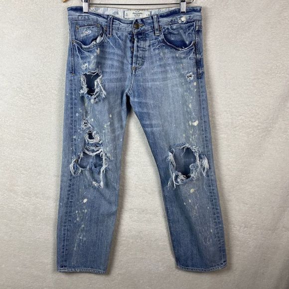Abercrombie Fitch Women's Denim Jeans Distressed Paint Splatter 6/28‎ Button Fly - Picture 1 of 15